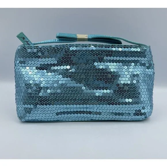 M. Asam Blue Sequined Cosmetic Bag NEW - Picture 3 of 10